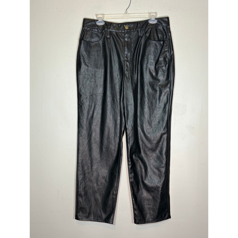 Madewell The Perfect Vintage Straight pants Vegan Leather Black NG511 Womens 31